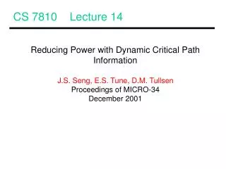 CS 7810 Lecture 14