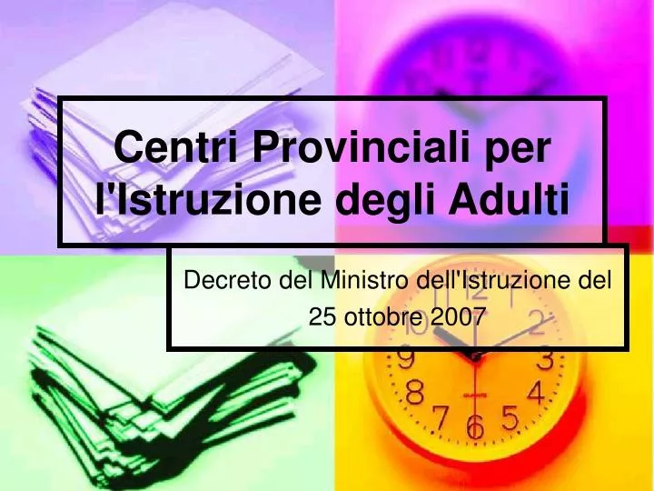 centri provinciali per l istruzione degli adulti