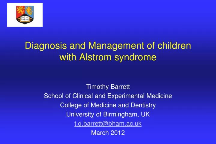 diagnosis and management of children with alstrom syndrome