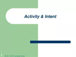 Activity &amp; Intent