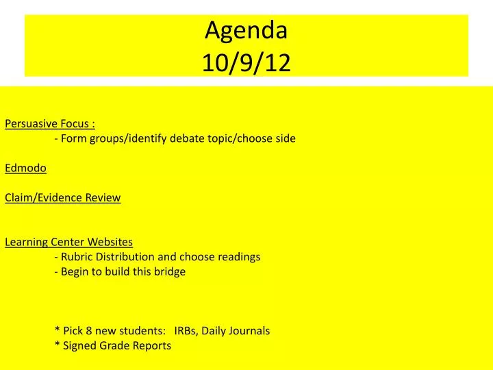 agenda 10 9 12