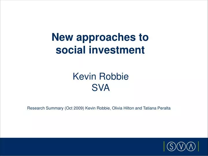 new approaches to social investment