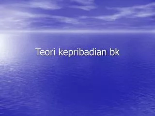 teori kepribadian bk