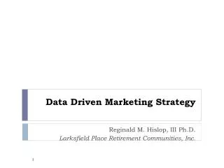 Data Driven Marketing Strategy