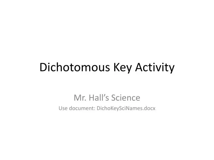 dichotomous key activity