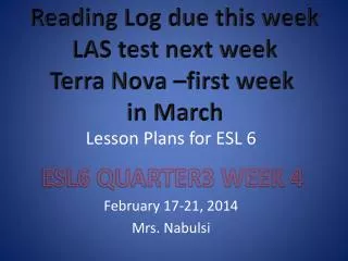 Lesson Plans for ESL 6