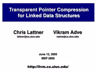 transparent pointer compression for linked data structures