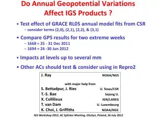 Do Annual Geopotential Variations Affect IGS Products ?