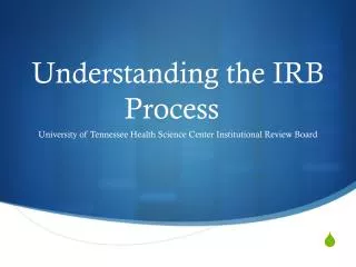 Understanding the IRB Process
