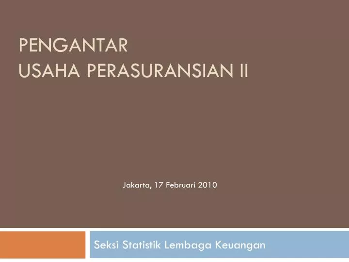 pengantar usaha perasuransian ii