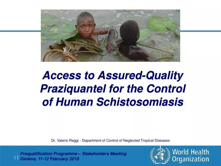 access to assured quality praziquantel for the control of human schistosomiasis