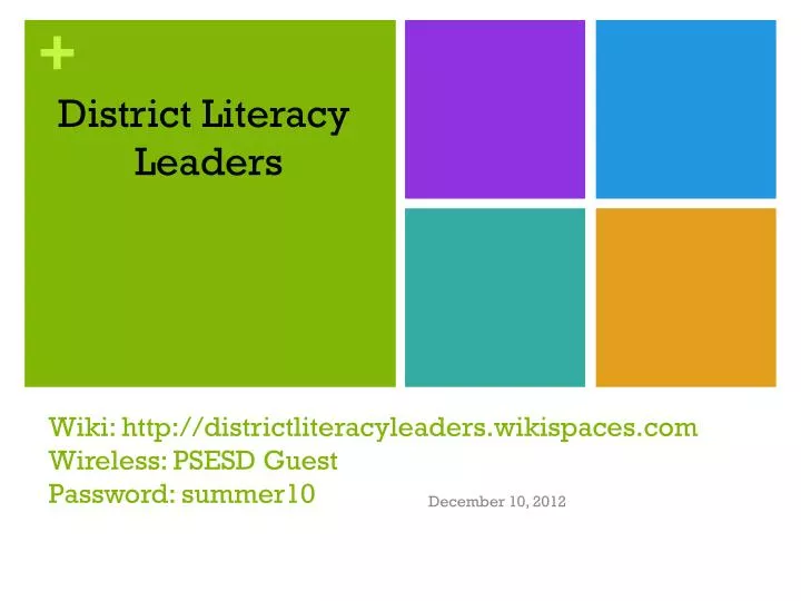 wiki http districtliteracyleaders wikispaces com wireless psesd guest password summer10