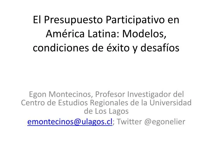 el presupuesto participativo en am rica latina modelos condiciones de xito y desaf os