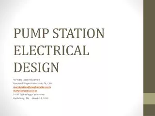 PUMP STATION ELECTRICAL DESIGN