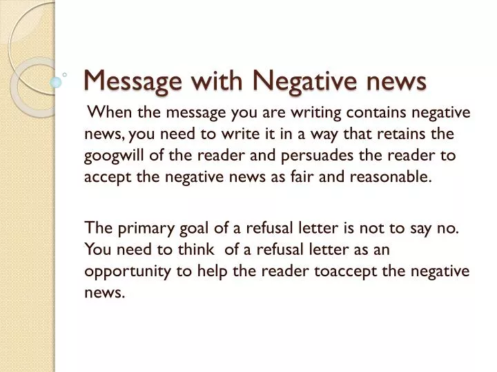 message with negative news