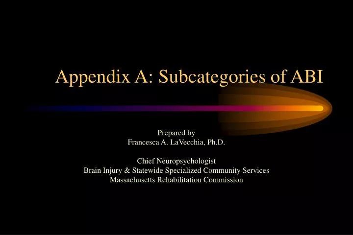 appendix a subcategories of abi