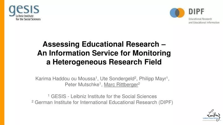 assessing educational research an information service for monitoring a heterogeneous research field