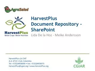HarvestPlus Document Repository - SharePoint