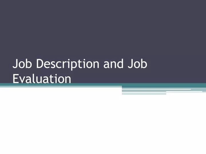 job description and job evaluation