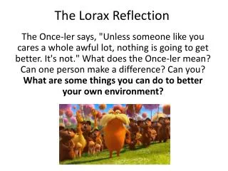 The Lorax Reflection