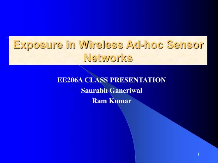 exposure in wireless ad hoc sensor networks