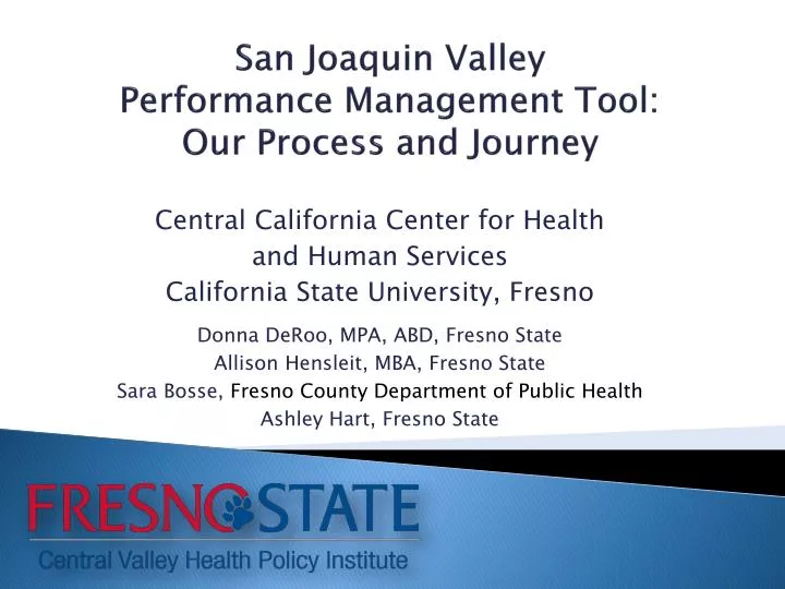 san joaquin valley performance management tool our process and journey