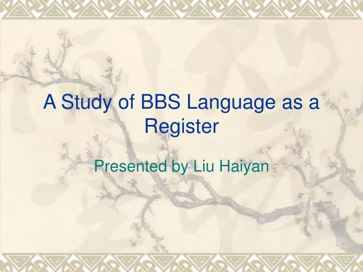 a study of bbs language as a register