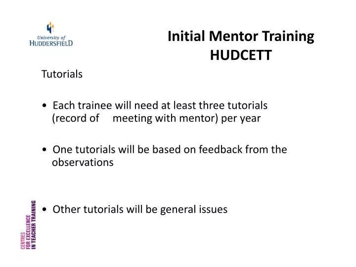 initial mentor training hudcett