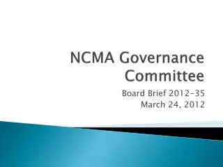 NCMA Governance Committee