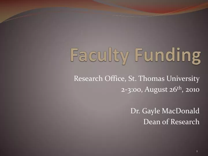 faculty funding
