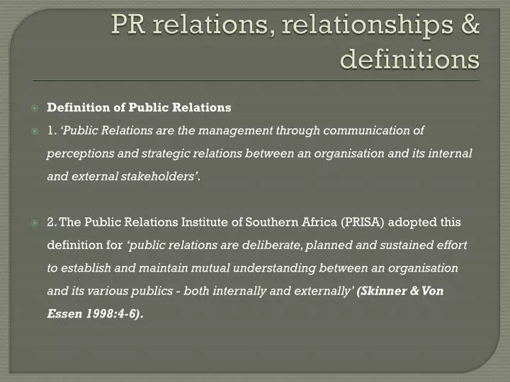 pr relations relationships definitions
