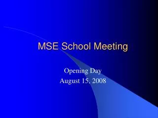 MSE School Meeting