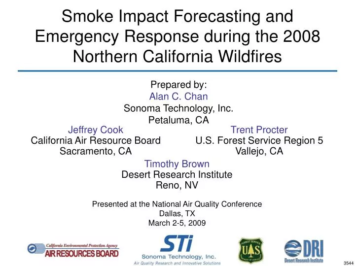 smoke impact forecasting and emergency response during the 2008 northern california wildfires