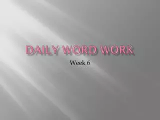 Daily Word Work