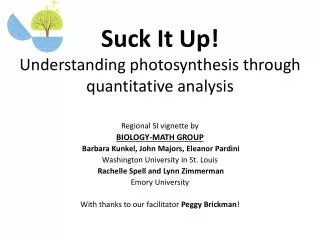 Suck It Up! Understanding photosynthesis through quantitative analysis