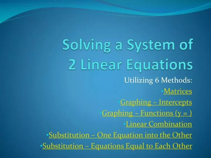 solving a system of 2 linear equations