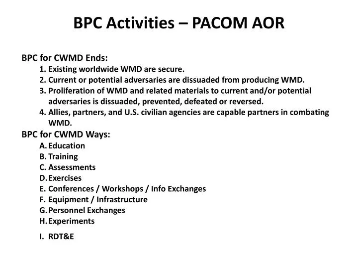 bpc activities pacom aor