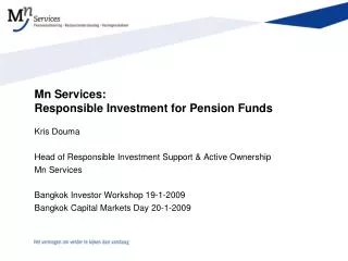 Mn Services: Responsible Investment for Pension Funds