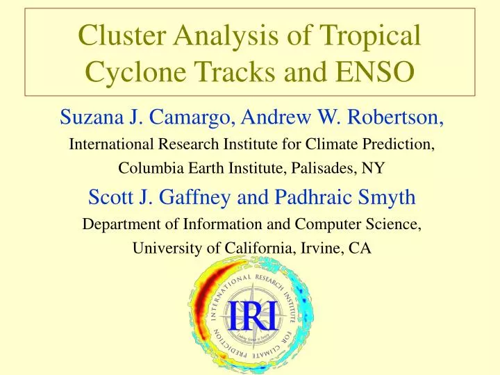 cluster analysis of tropical cyclone tracks and enso