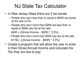 NJ State Tax Calculator
