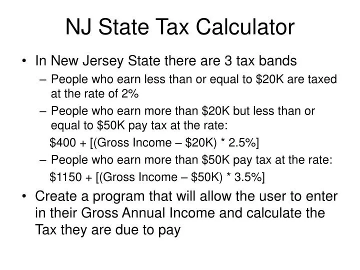 PPT NJ State Tax Calculator PowerPoint Presentation, free download