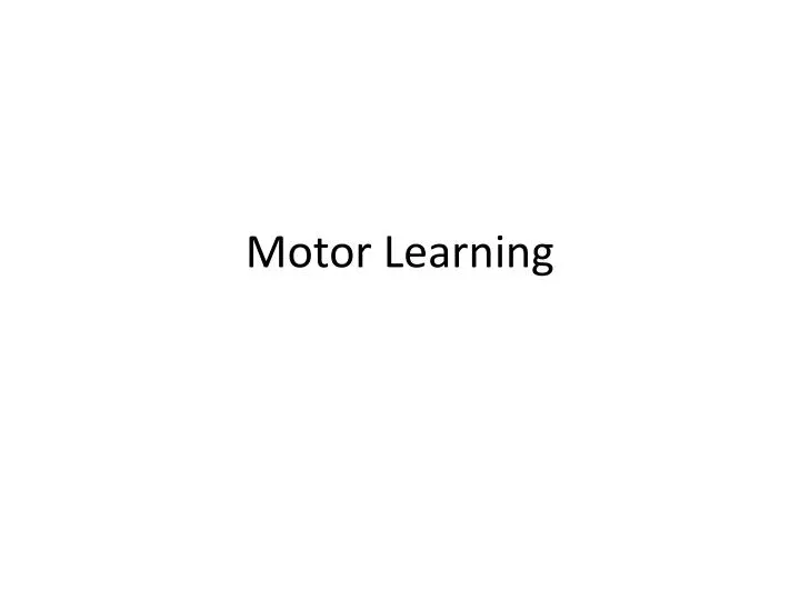 motor learning