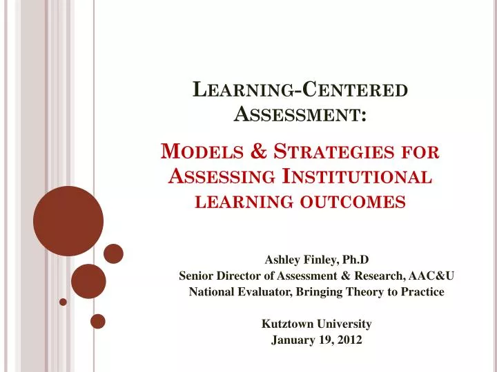 models strategies for assessing institutional learning outcomes