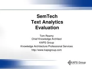 SemTech Text Analytics Evaluation