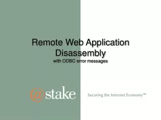 Remote Web Application Disassembly with ODBC error messages