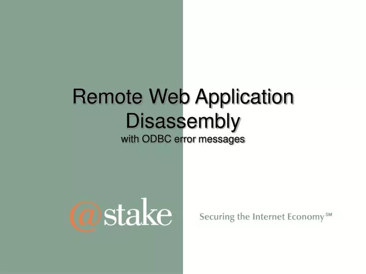 remote web application disassembly with odbc error messages