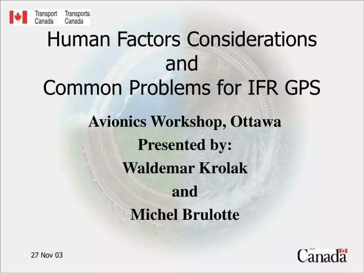 human factors considerations and common problems for ifr gps