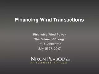 Financing Wind Transactions