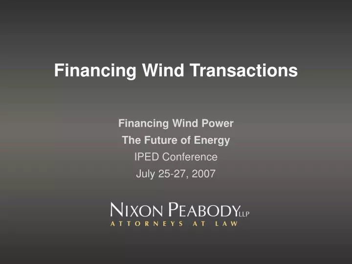 financing wind transactions