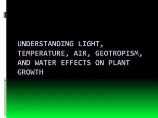 Understanding Light, Temperature, Air, geotropism, and Water Effects on Plant Growth